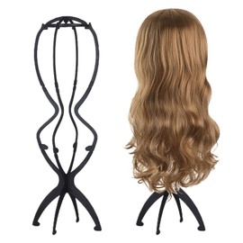 Huybaa 2er-Pack 50 cm langer Perückenständer, Perückenclip, abnehmbarer Perückenkopfrahmen (schwarz)