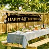 Large Happy 40th Birthday Decoration Banner, Black and Gold Happy