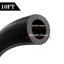 Fitvell 3/8 Inch ID Fuel Line Hose 10FT NBR Rubber Push Lock Fuel Hose 300PSI for Automotive Fuel Systems Engines