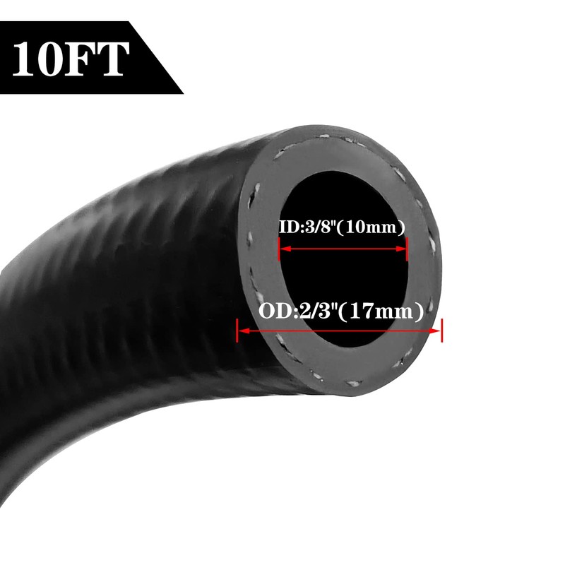 Fitvell 3/8 Inch ID Fuel Line Hose 10FT NBR Rubber
