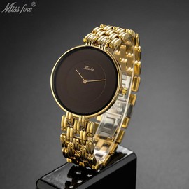 Trendy Middle East Gold Bracelet Watch for Men and Women - Color: Gold Noodles