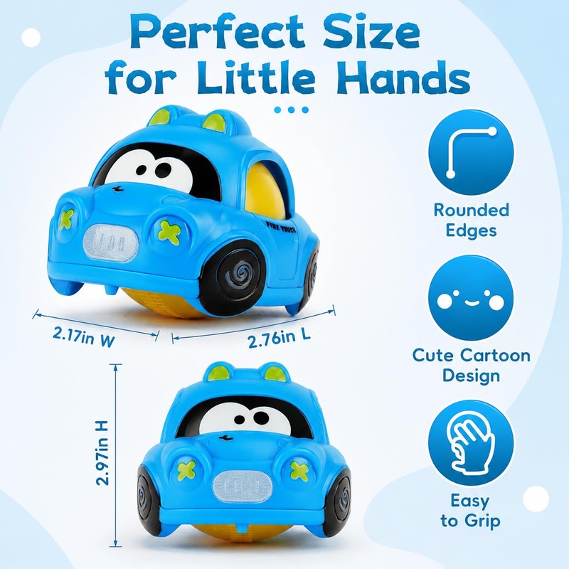 4 Pack Inertial Push Pull Car Toys for Baby Boy