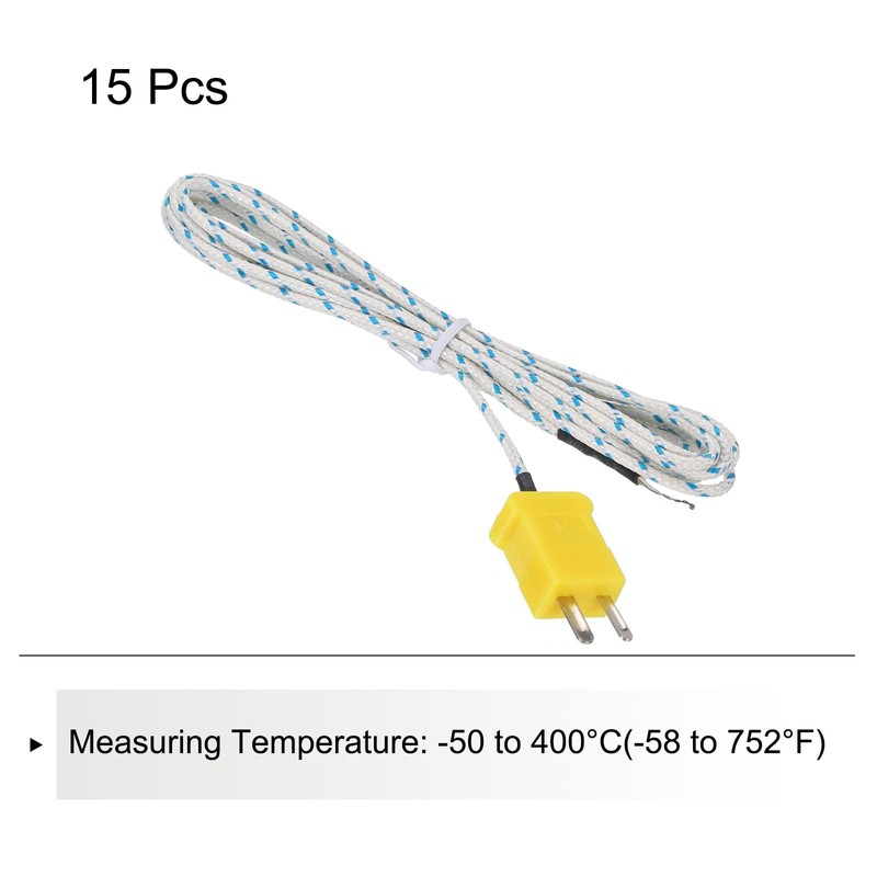 sourcing map 15pcs K Type Thermocouple Mini Connector Temperature Sensor