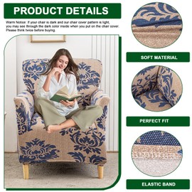 CRFATOP Stretch 1 Piece Chair Covers with Arms Printed Accent Chair Cover Armchair Flower Soft Banquet Armchair Covers Washable Chair Slipcovers for Living Room Office Reception Reading Sofa,10