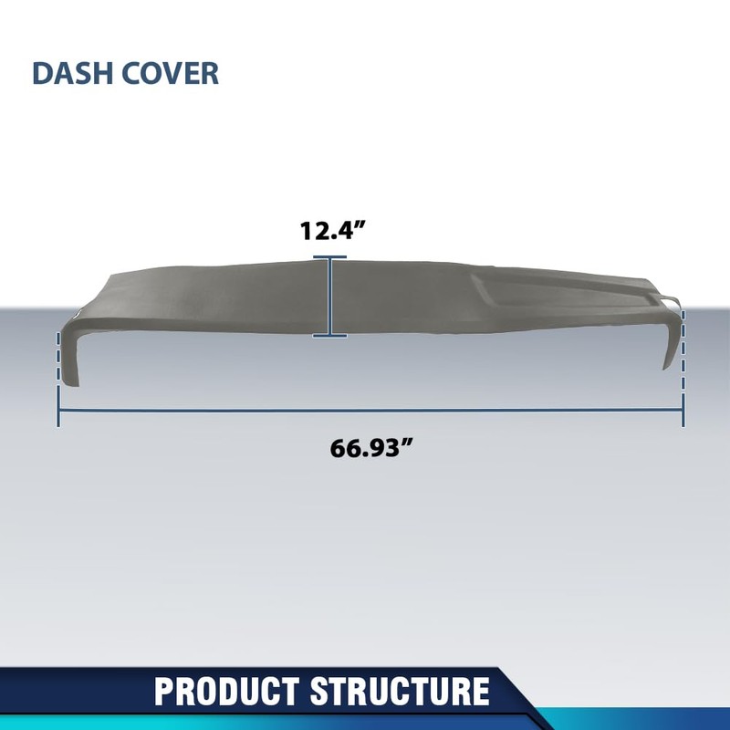 PIT66 TPE Dash Cover Dashboard Gray Compatible with Dodge Ram