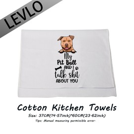 LEVLO Pit Bull Lovers Gift My Pit Bull and I Talk About You Kitchen Towel Dog Owner Dish Towel(My Pit Bull)