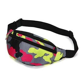 Riñonera para hombres y mujeres, a la moda impermeable riñonera con cinturón ajustable, bolsa casual para viajes deportes de correr (Camuflaje Amarillo)