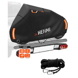 HENMI Bicycle Protective Cover for Rear Carrier, 420D Oxford Fabric Bicycle Cover Waterproof with 3 m Rope, UV Protection, Tear-Resistant Bicycle Cover for Ebike, Bicycle Transport Protection (210 x