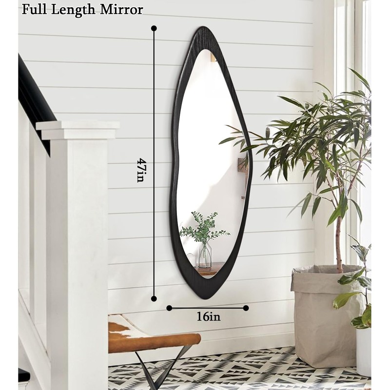 AAZZKANG Irregular Wall Mirror Full Length Large with Wood Framed