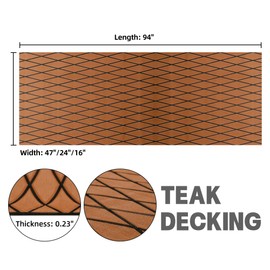 Fullfire Boat Flooring - EVA Foam Boat Decking - Marine Mat Boat Carpet Sheet Self-Adhesive Flooring Material, for Motorboat Yacht Kayak RV 94" x 16", Brown with Black Lines