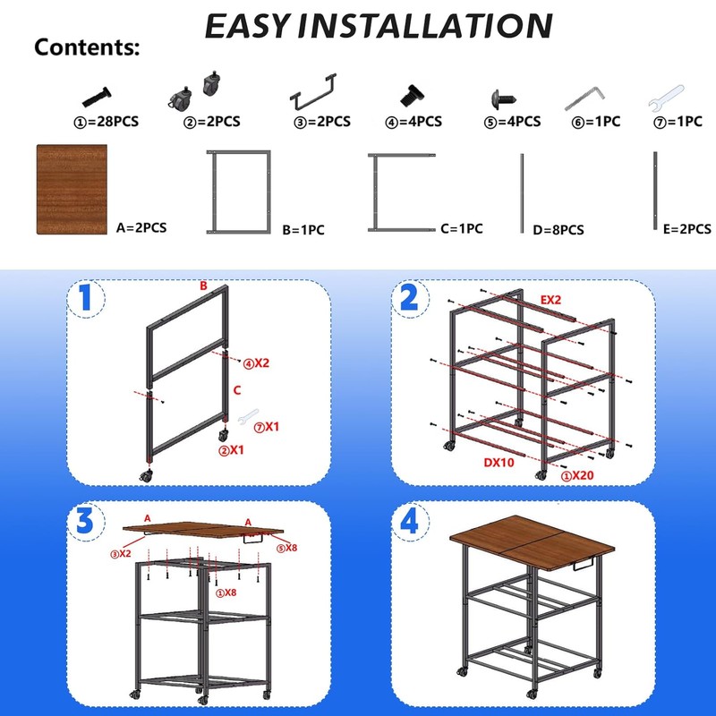 24"x16" Flexible Moved 3D Printer Stand with Filament Storage, 3D