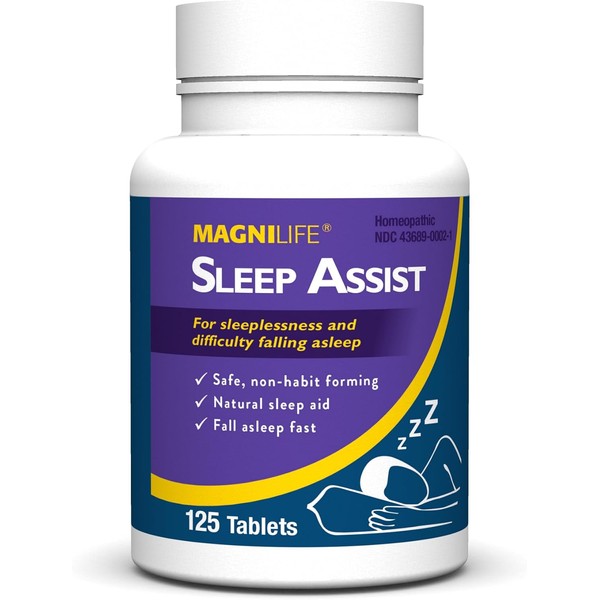 MagniLife Sleep Aid, Homeopathic, Melatonin-Free Sleep Assist Tablets, 125 Count,