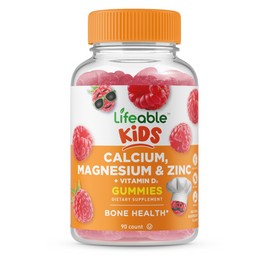 Lifeable Calcium Magnesium Zinc for Kids - Raspberry Flavor Gummy - 90 Count