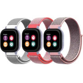 QHBAMD 3 Pack Adjustable Nylon Watch Bands, Compatible with Gabb/Gizmo/SyncUP Watches, Soft Breathable Hook & Loop Straps