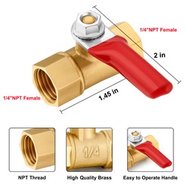 YELUN 1/4 Inch Valve Npt Air Compressor Brass Heavy Duty Valve double Female Shut off Switch 1/4 NPT Thread Pipe Fitting (Double Female 10PCS)