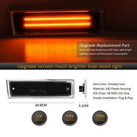 D-Lumina - Luz indicadora lateral LED con lente ahumada, reemplazo del lado del conductor y del pasajero para Chevy/GMC C/K 1,500 2,500 C10 C20 Suburban Blazer Jimmy de 1981 a 1991, paquete de 2