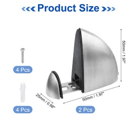 sourcing map 2Pcs Glass Shelf Bracket, Glass Shelf Holder Support Wall Mount Brushed Adjustable Shelves Clamp for 3-16mm(0.12"-0.63") Glass, Silver