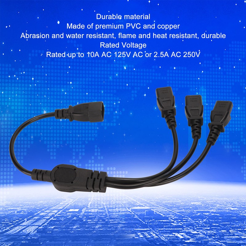 IEC 320 C14 to 3 X C13 Power Cable Universal