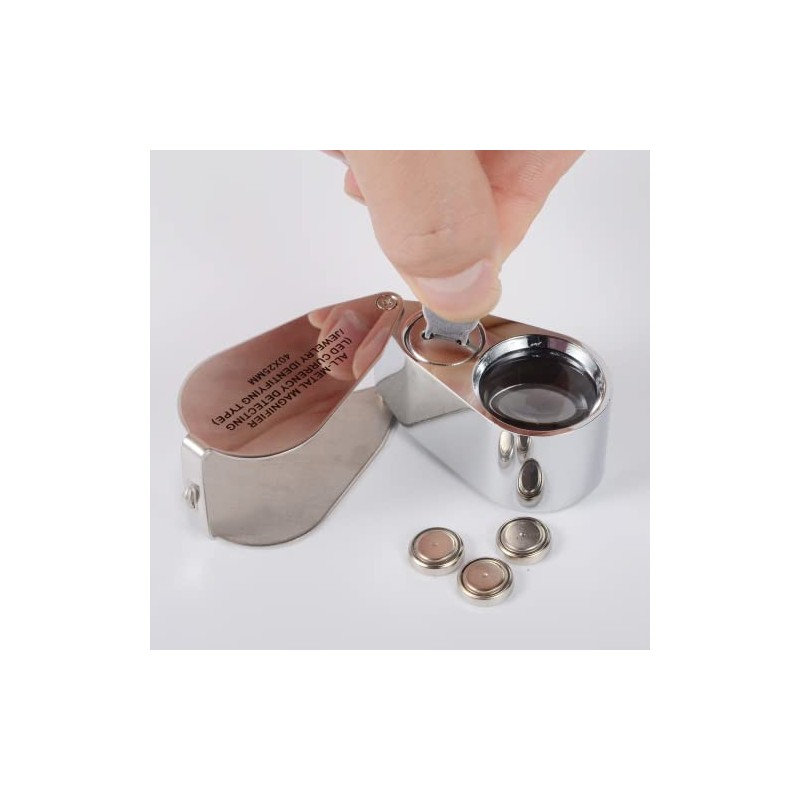 10 Pack 40X Full Metal Illuminated Jewelry Loop Magnifier, XYK