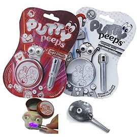 PUTTY PEEPS 2 Piece Gift Bundle for Kids– 1 Light Effects Red and 1 Magnetic Silver. Light Effects Red tin Contains 1.7oz and Magnetic Silver tin Contains 2.2oz for a Total of 3.9oz.