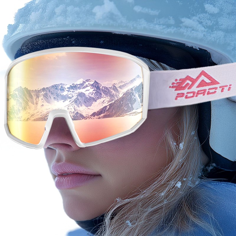 POPOACTI Polarized Cylindrical Ski Goggles,100% UV Protection,Anti Fog,Snowboard Goggles for