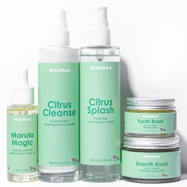 WildMint 5-Step Superfood Clear Skin Kit | Natural Cleanser, Toner, Serum, Face Oil & Moisturiser | Skincare for Acne, Sensitive, Dark Spots, Dry & Mature Skin | UK Made Vegan & Cruelty-Free Skincare