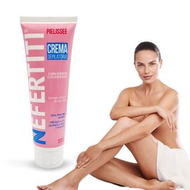 Crema Depiladora Nefertiti para Piel Sensible con Aloe Vera, Rostro, Piernas, Brazos, Axilas y Área de Bikini, Protege y Humecta la Piel, Hombre y Mujer, 120gr.