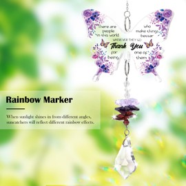 Thank You Gifts for Women Crystal Suncatcher, Teacher Appreciation Gifts Hanging Butterfly Crystal Suncatcher for Window，Employee Appreciation Gift Rainbow Maker Ornament