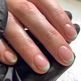 Boloshine Pack of 24 Press on Nails Short, Glossy Fake Nails, Full Cover Artificial Nails, French Nail Tips, Glue-On Fingernails for Women and Girls (Fingertip Tart Sprouts)