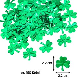 GoldRock Clover Leaf Decoration Lucky Clover Confetti Green, Pack of 150 Clover Leaf Lucky Charm Confetti Large Table Decoration Birthday, New Year's Eve Decoration, St Patricks Day Decoration