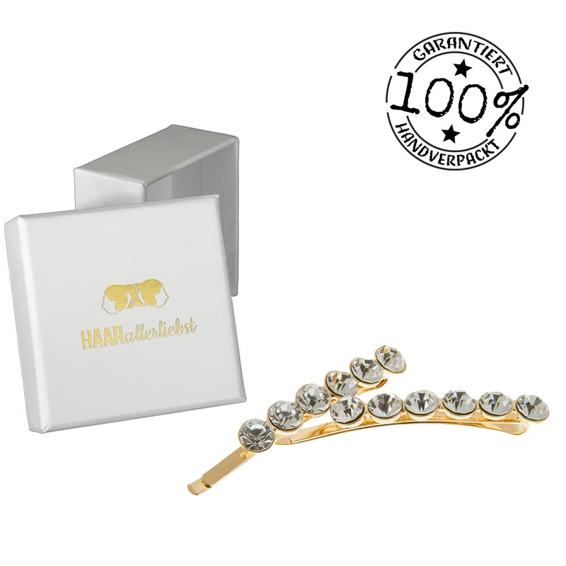 HAARallerliebst Hair Clips with Rhinestones (2 Pieces | Gold |
