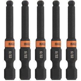 Ball-End Hex 5/32" Impact Driver Bit - Railer Allen Wrench Drill Hex Bits. 1/4 Quick Release S2 Steel 2 inch 5/32" Ball-End Hex Bits. (5 Pack)