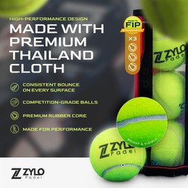 Zylo Advanced Padel Balls - Premium High-Performance Padel Balls for Competitive & Recreational Play, Durable & Consistent Bounce, Ideal for Indoor/Outdoor Courts (x1 Tube)