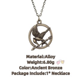 GAUEIOUR Mocking Bird Necklace,Hunger Game Tongue Bird Necklace,Double Sided Three-dimensional Hollow Round Necklace,Versatile and Fashionable Alloy Necklace(Ancient Bronze)