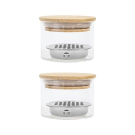 GSHLLO 2 Pcs Nail Brush Washing Cup Clear Nail Dappen Dish with Lid Glass Nail Brush Clean Cup Nail Powder Clean Jar Nail Art Liquid Dish