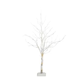 Nearly Natural 4-FT Pre-lit Artificial White Birch Tree with LED Lights, 51 White LEDs for Indoor Home Décor, Fake Lighted Birch Tree for Winter, Valentine's Day, Easter Decorations