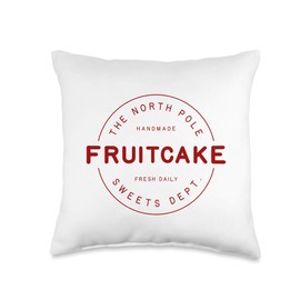 North Pole Sweets Dept Fruitcake Christmas Food Logo Throw Pillow