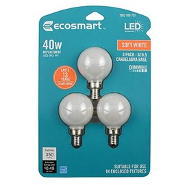EcoSmart 40-Watt Equivalent G16.5 Dimmable Energy Star Frosted Filament LED Light Bulb Soft White (3-Pack)