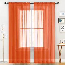 SpaceDresser - Paneles de cortina de gasa transparente con bolsillo para barra de tratamiento de ventana para cocina, recámara, sala de estar, cortinas de filtrado de luz solar, decoración semi para