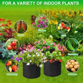 XQZMD Pack of 5 Plant Bags, Plant Growing Bag Made of Non-Woven Fabric, Reusable Fabric Pot with Handles & Metal Eyelets, Plant Bag for Potatoes, Tomatoes and Strawberries (40 L)