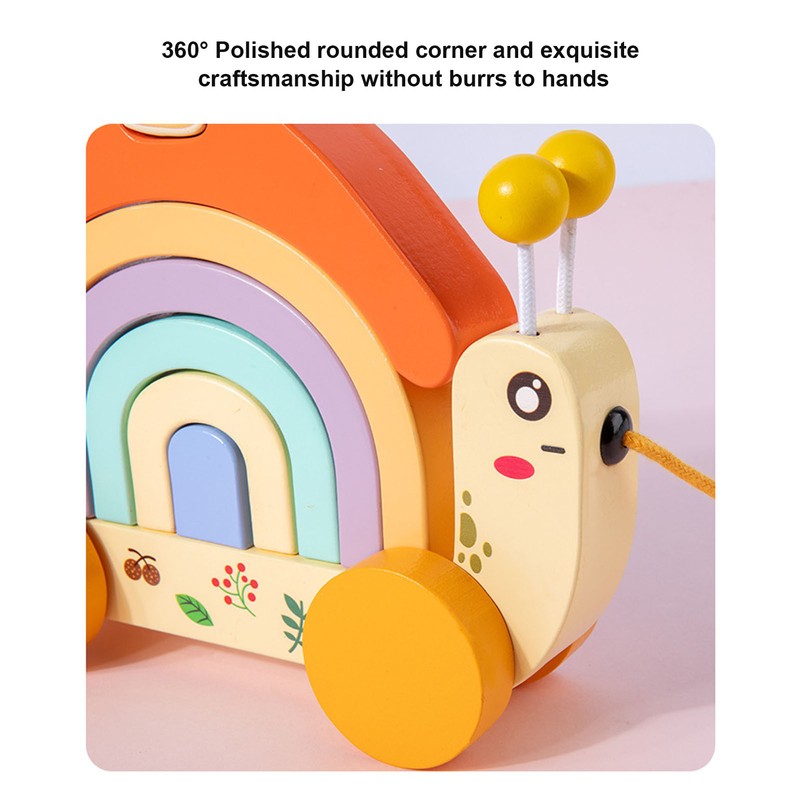 Beech Wooden Baby Pull Along Toy WalkALong Snails Toddler for