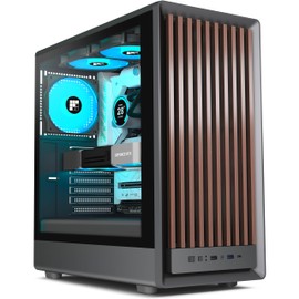 FOIFKIN M1 PC Case -Walnut Front pane Pre-Installed 4 PWM ARGB Fan, ATX Mid-Tower Gaming PC Case, with Type-C,FOIFKIN (Black, M1)