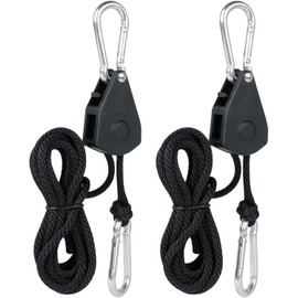 Rope Ratchet with Hooks - Height Adjustable Lamp Hanger for Grow Box, Load Capacity up to 34 kg, Ratchet Hangers for Indoor Grow