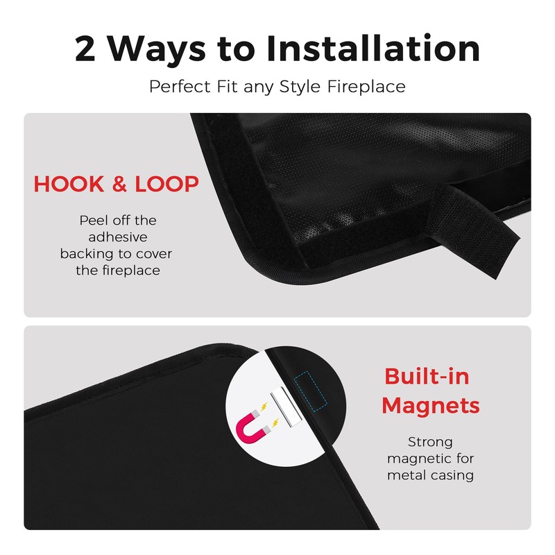 NABOWAN Magnetic Fireplace Cover Easy Install - Indoor Fireplace Blanket