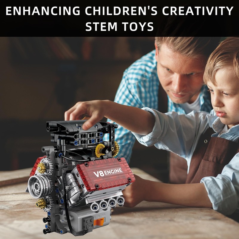 V8 Engine Model Kit That Works Micro Building Blocks Set