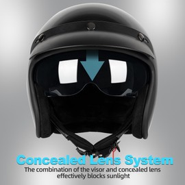 Yesmotor 3/4 Open Face Retro Motorcycle Helmet Vespa Helmet Vintage Helmet for Vespa Motorbike Casco, Moped, Cruiser, Bobber, and Chopper - DOT Approved