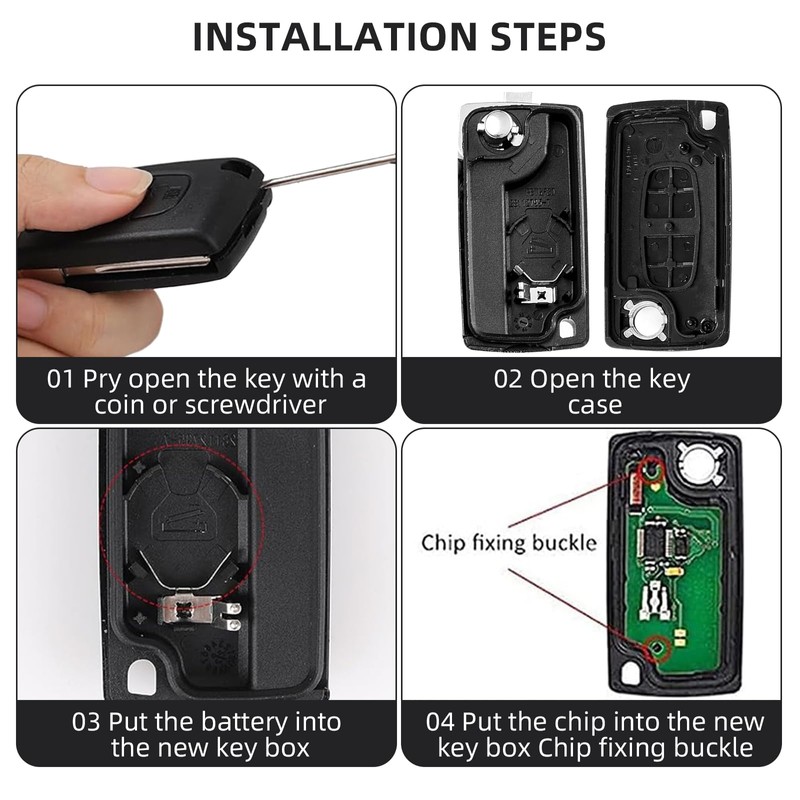 PAYFULLY 2 Button Car Key Shell Compatible with CE0536 Flip