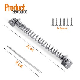 Gate Spring Closer for Wooden Gate Automatic Door Closer with Bright Zinc Plated Weather Resistant, Ideal for Outdoor Usage - 8'' BZP Gate Spring Fittings Included