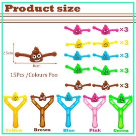 15Pcs Colorful Catapult Poo Toys Poop Catapult Emoji Bullets Refill,Funny Poo Joke Gifts for Kids Adults,Poo Finger Prank Toy,Xmas Stocking Filler for Teenage Boys Girls Birthday Joke Prank Toys Gifts