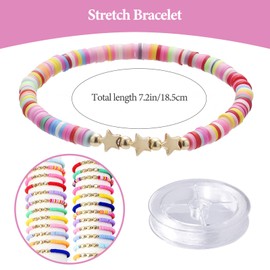 ELLECILA 16PCS Friendship Bracelets for Girls - Adjustable Beaded Stretch Bracelets with Heart Charms, Colourful Party Bag Fillers, Inspirational Gifts for Women, Teens & Kids (Multi-Color)